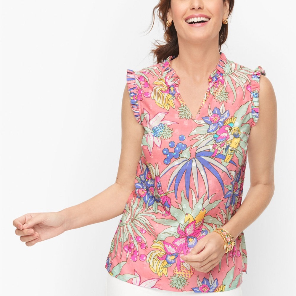 Talbots RUFFLE TRIM SHELL - FLORAL PRINT